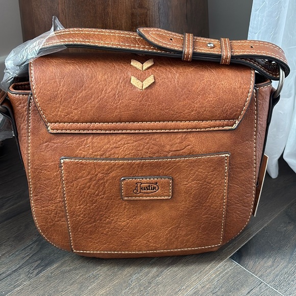 Justin Whip Stitch Saddle/Crossbody Bag,Vegan Leather,Fringe Tassles,Lace,concho - Picture 2 of 15